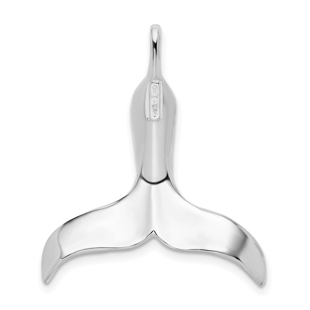 Sterling Silver Rhodium-plated Polished 3D Whale Tail Pendant