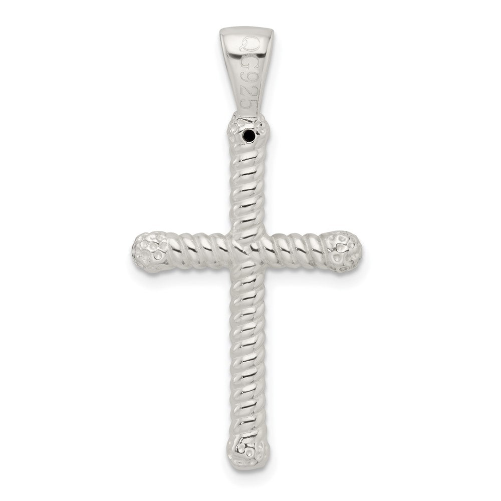 Sterling Silver Polished Twisted Hollow Latin Cross Pendant