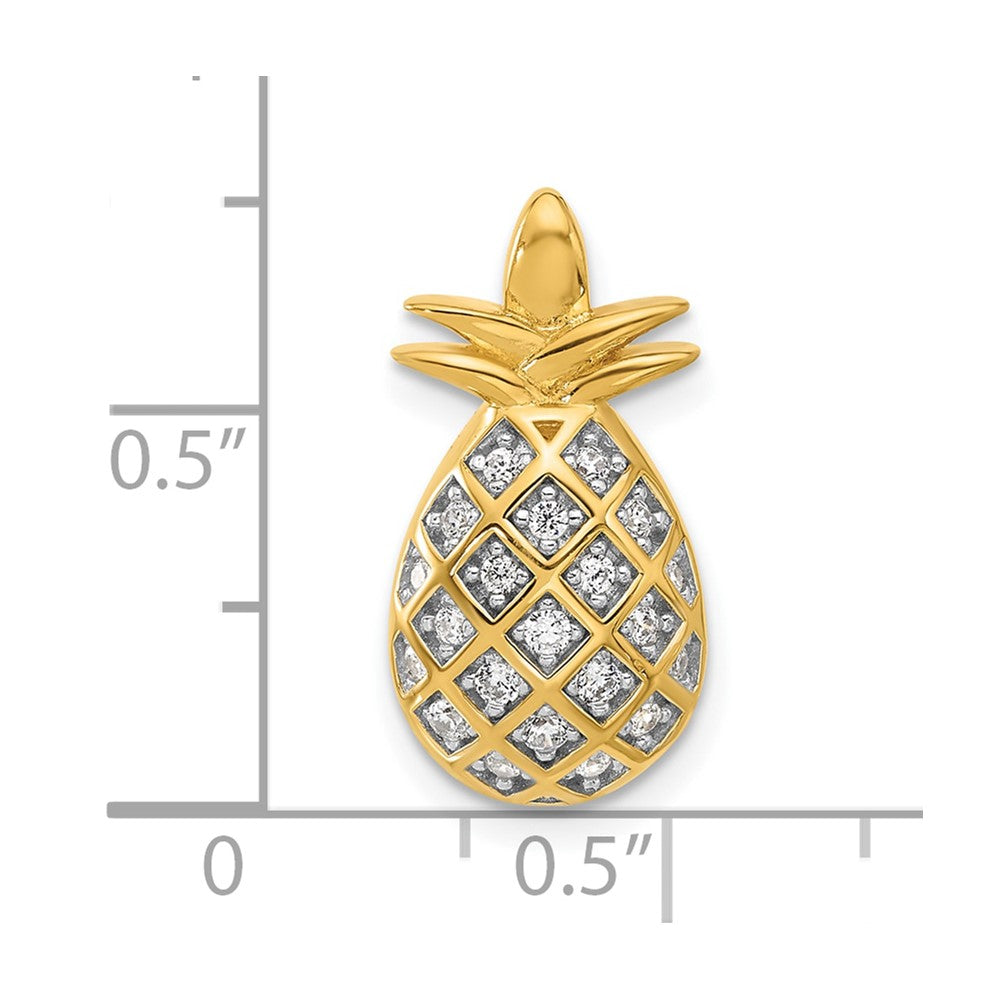 Pure Fire Sterling Silver Gold-plated CZ Pineapple Pendant
