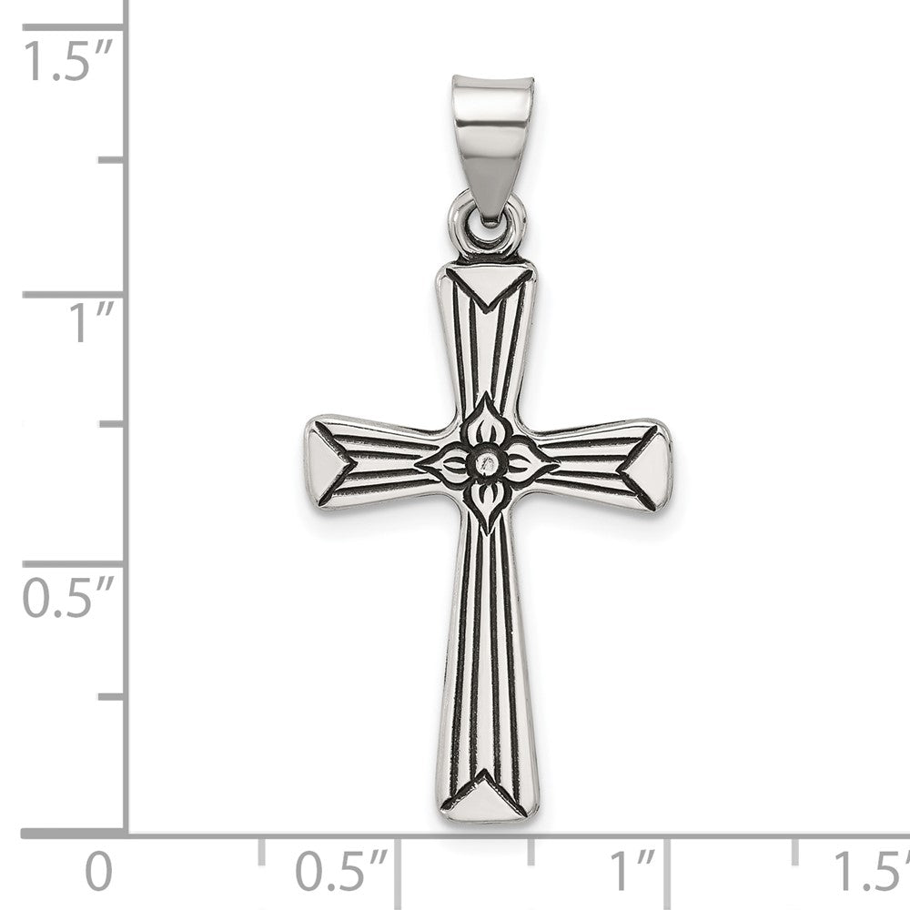 Sterling Silver Antiqued Solid Cross Pendant