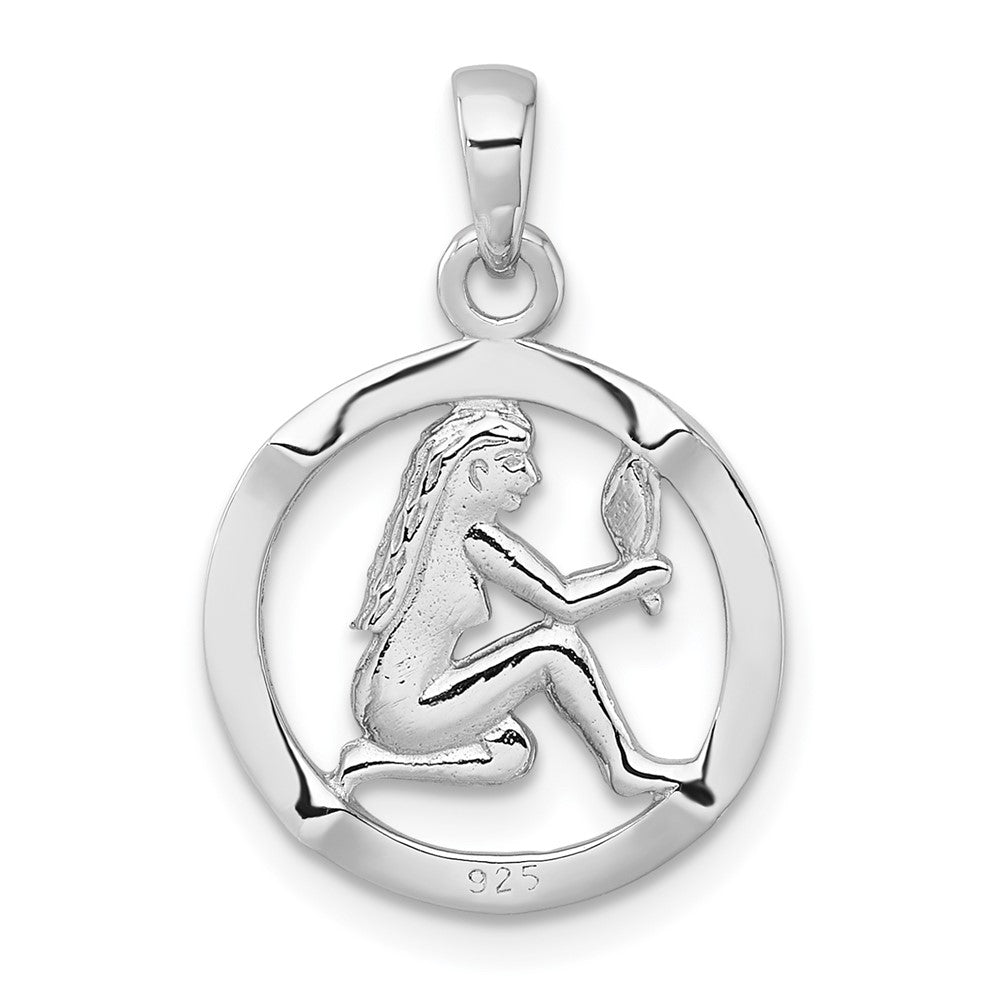 Sterling Silver Rhodium-plated Polished Virgo Zodiac Pendant