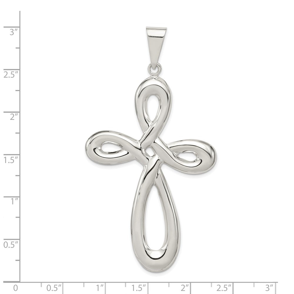Sterling Silver Rhodium-plated Cross Pendant