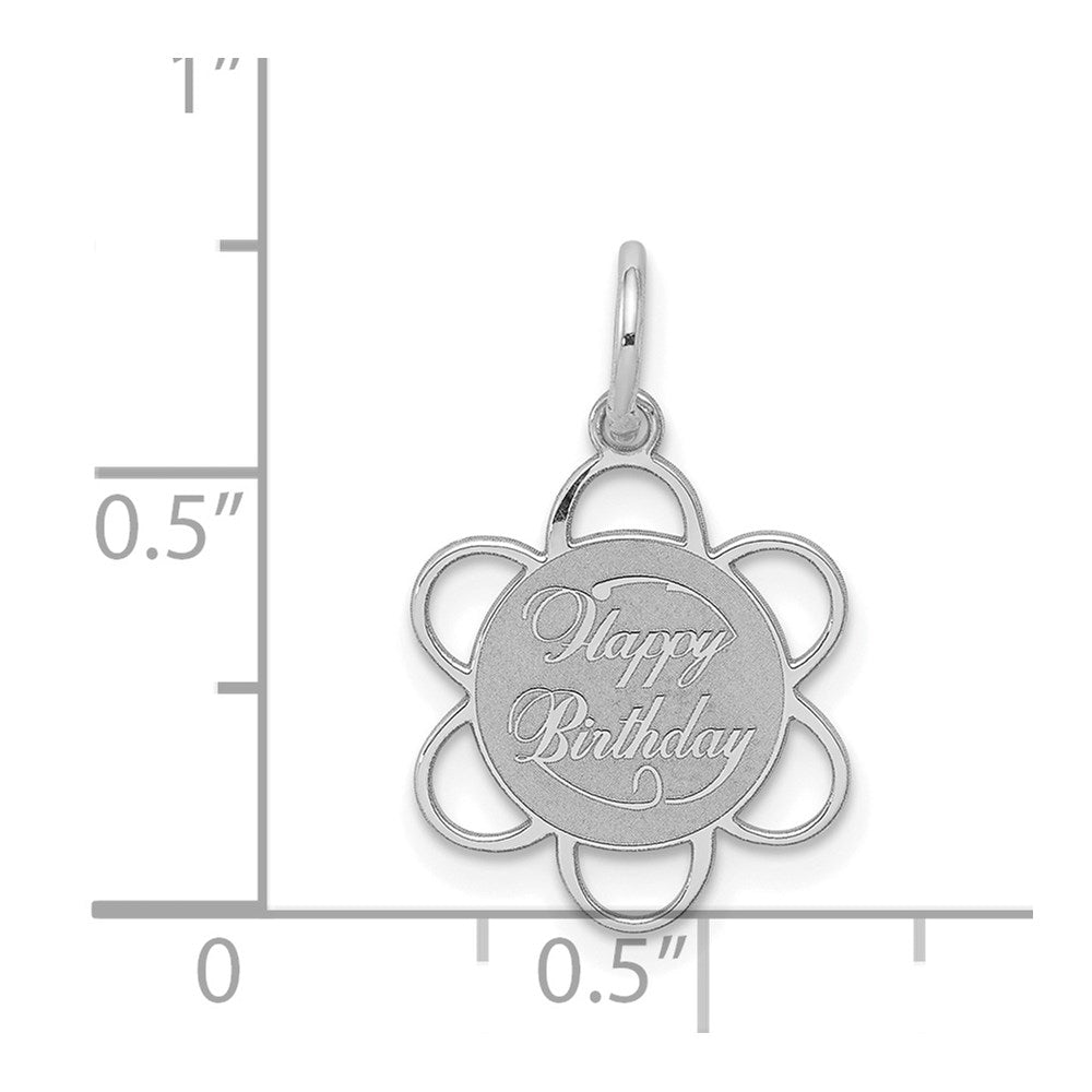 Sterling Silver Rhodium-plated Happy Birthday Disc Charm