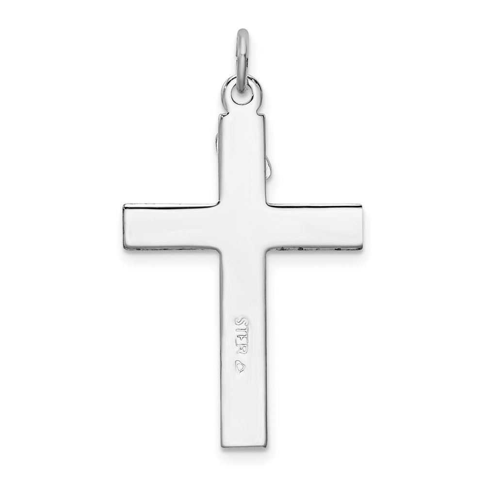 Sterling Silver Platinum-plated Enameled Crucifix Pendant