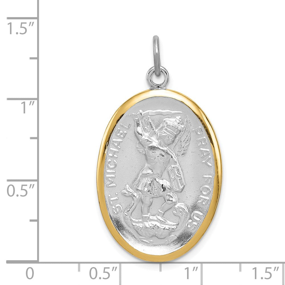 Sterling Silver Reversible Platinum-plated & Vermeil St. Michael Medal