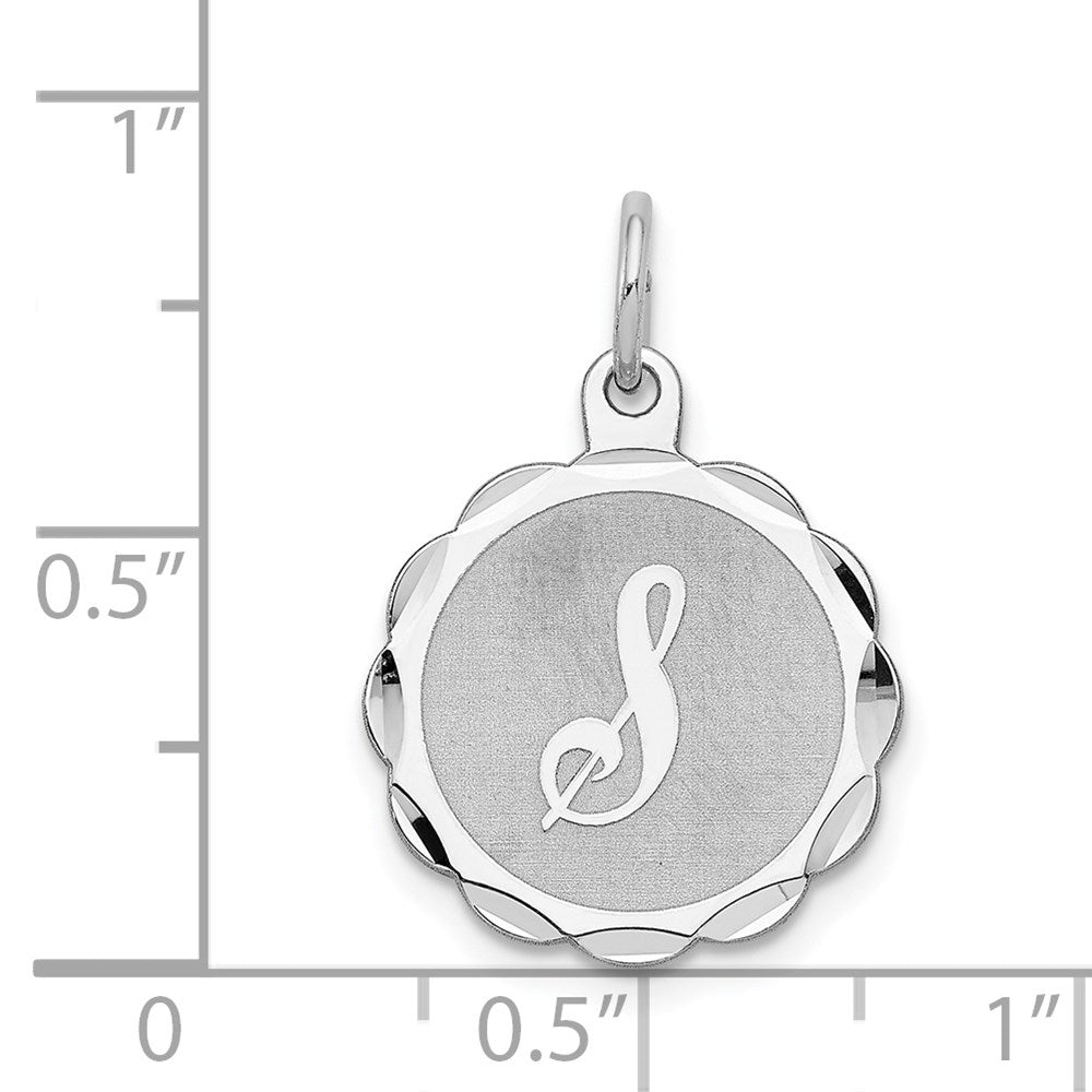 Sterling Silver/Rhodium-plated Brocaded Letter S Initial Pendant