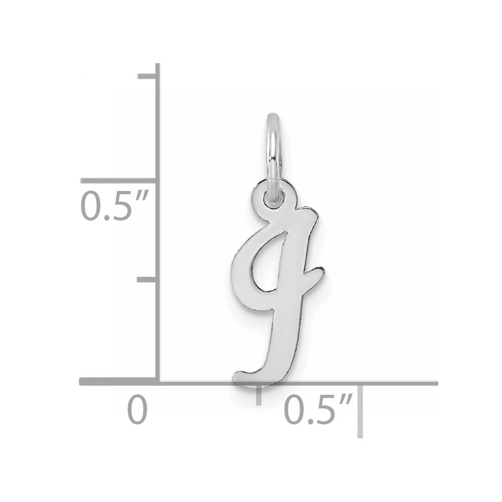 Sterling Silver Rhodium-plated Script Letter I Initial Charm