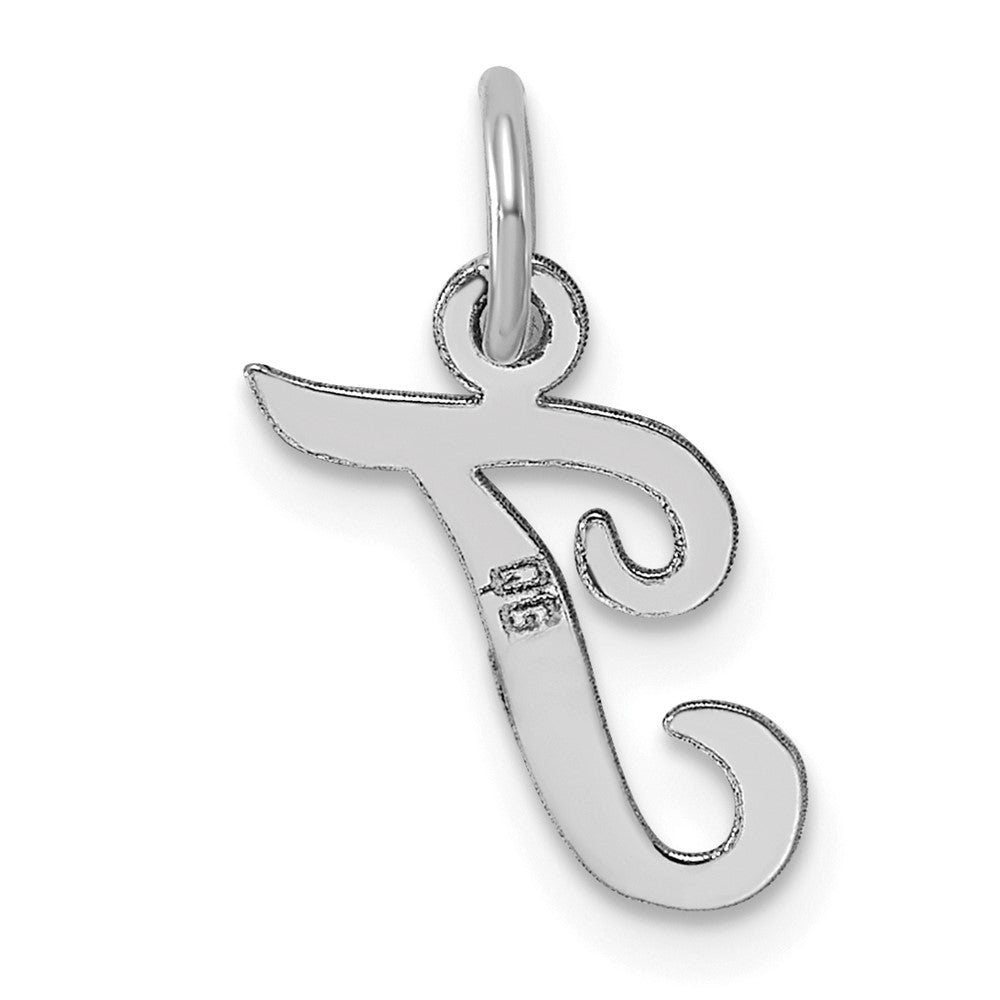Sterling Silver Rhodium-plated Script Letter T Initial Charm