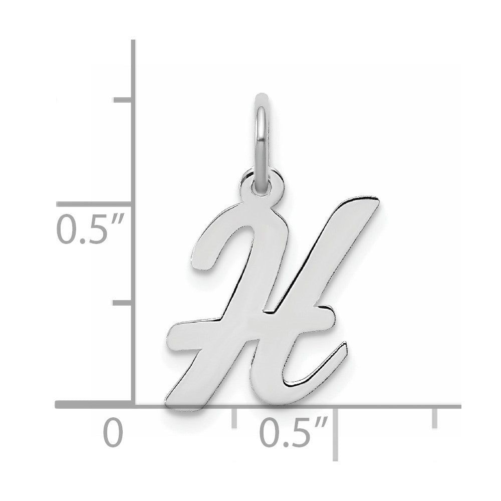 Sterling Silver Rhodium-plated Script Letter H Initial Charm