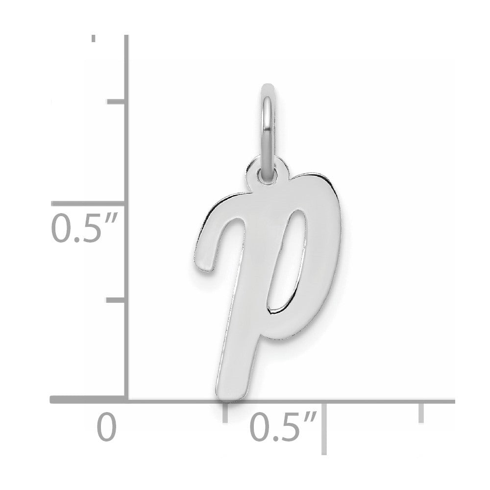 Sterling Silver Rhodium-plated Script Letter P Initial Charm