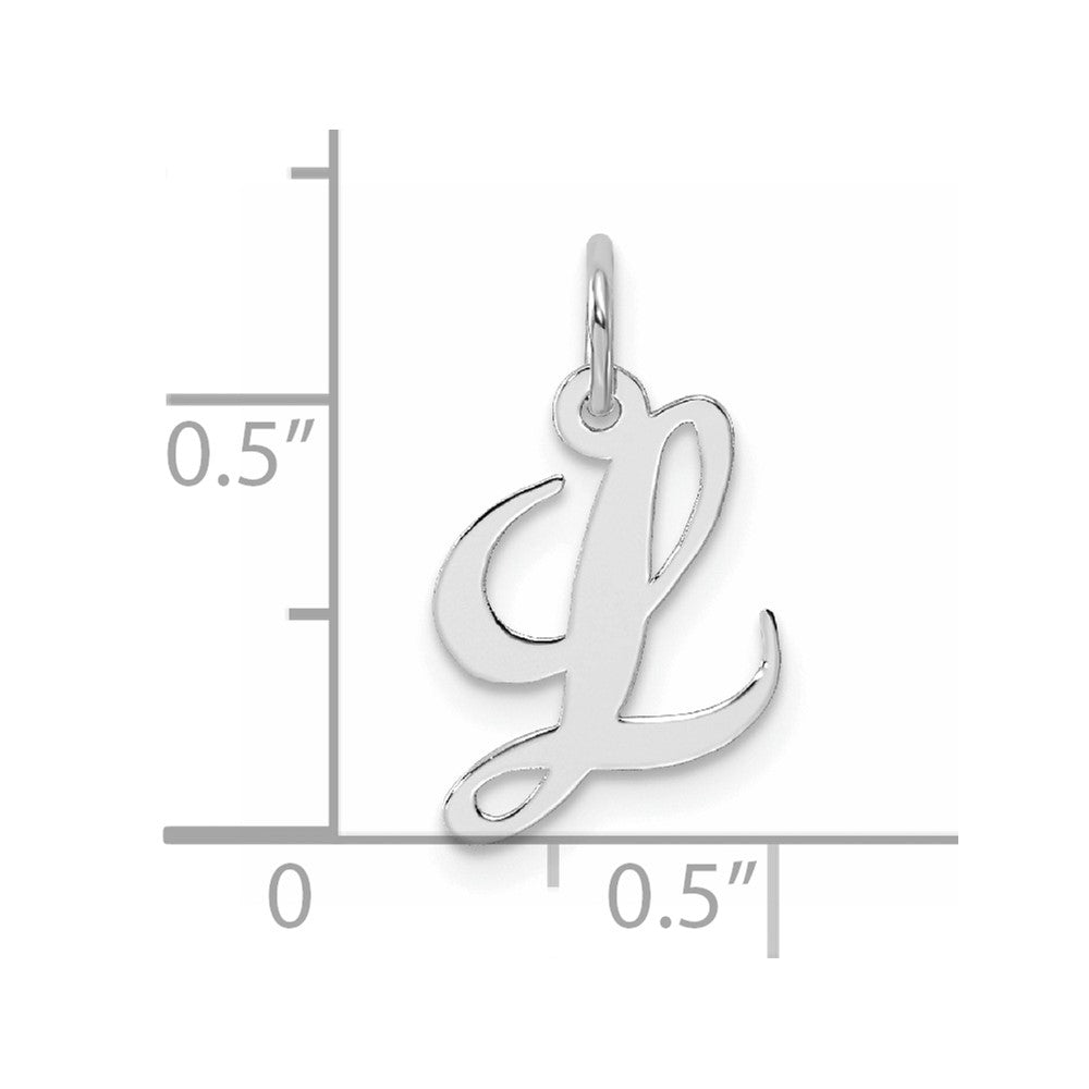 Sterling Silver Rhodium-plated Fancy Script Letter L Initial Charm