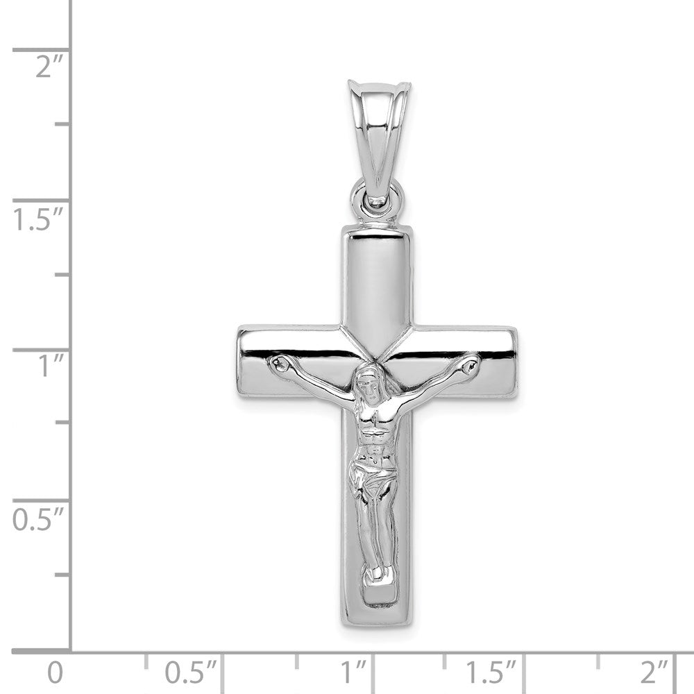 Sterling Silver Rhodium-plated Hollow Latin Crucifix Pendant