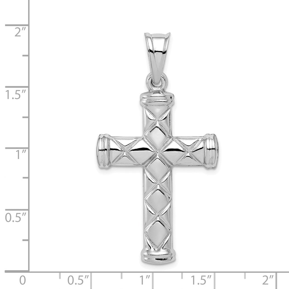 Sterling Silver Rhodium-plated Hollow Latin Cross Pendant