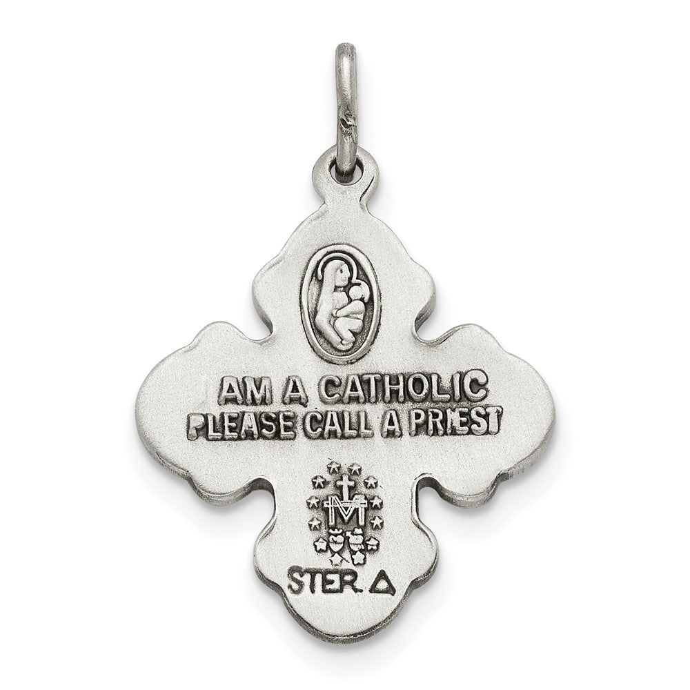 Sterling Silver Antiqued Reservible 4-way Medal