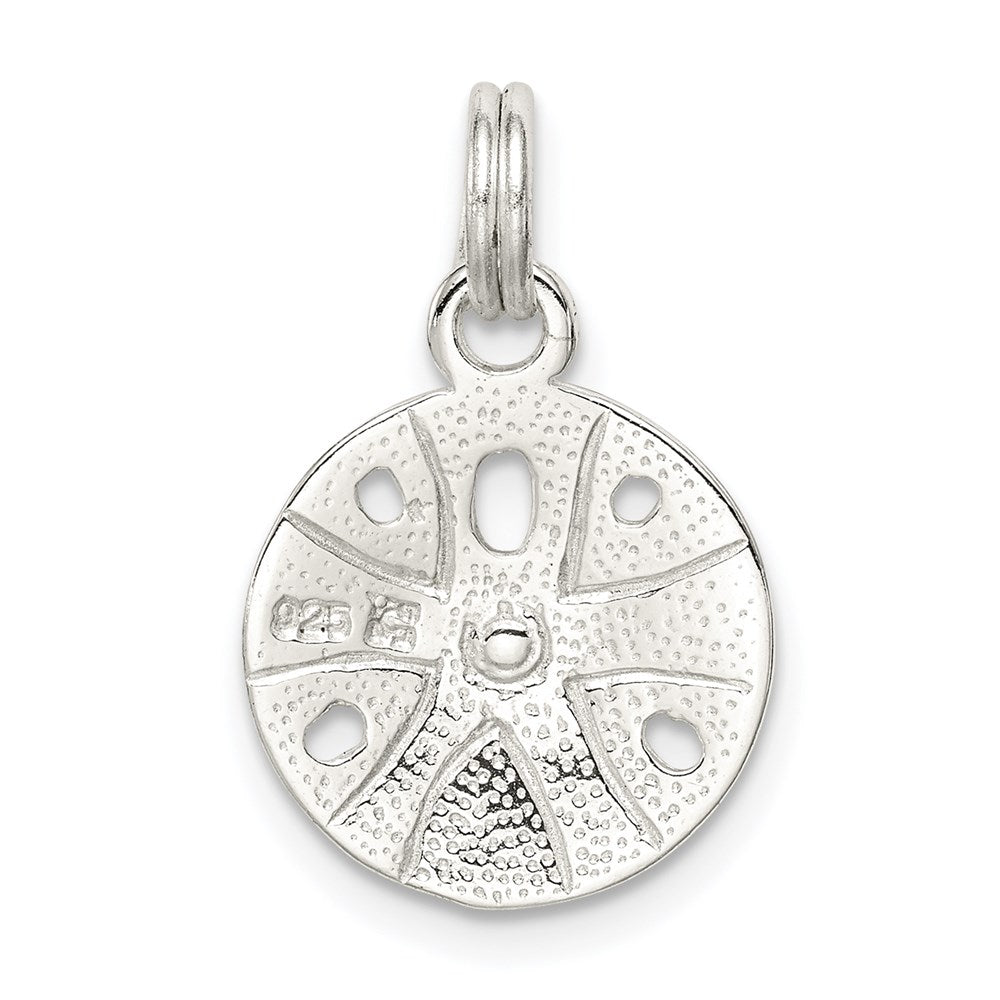 Sterling Silver Rhodium-plated Polished Sand Dollar Charm