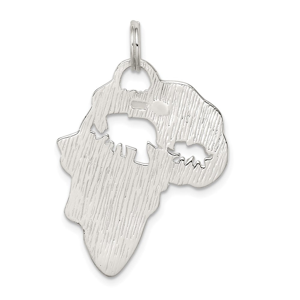Sterling Silver Africa Continent with Elephant Cutout Pendant