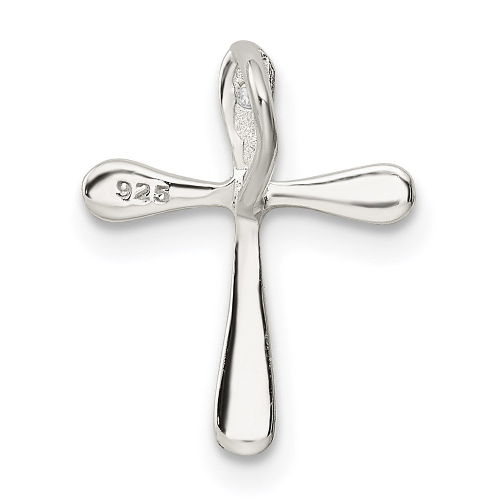 Sterling Silver Polished Diamond Cross Chain Slide