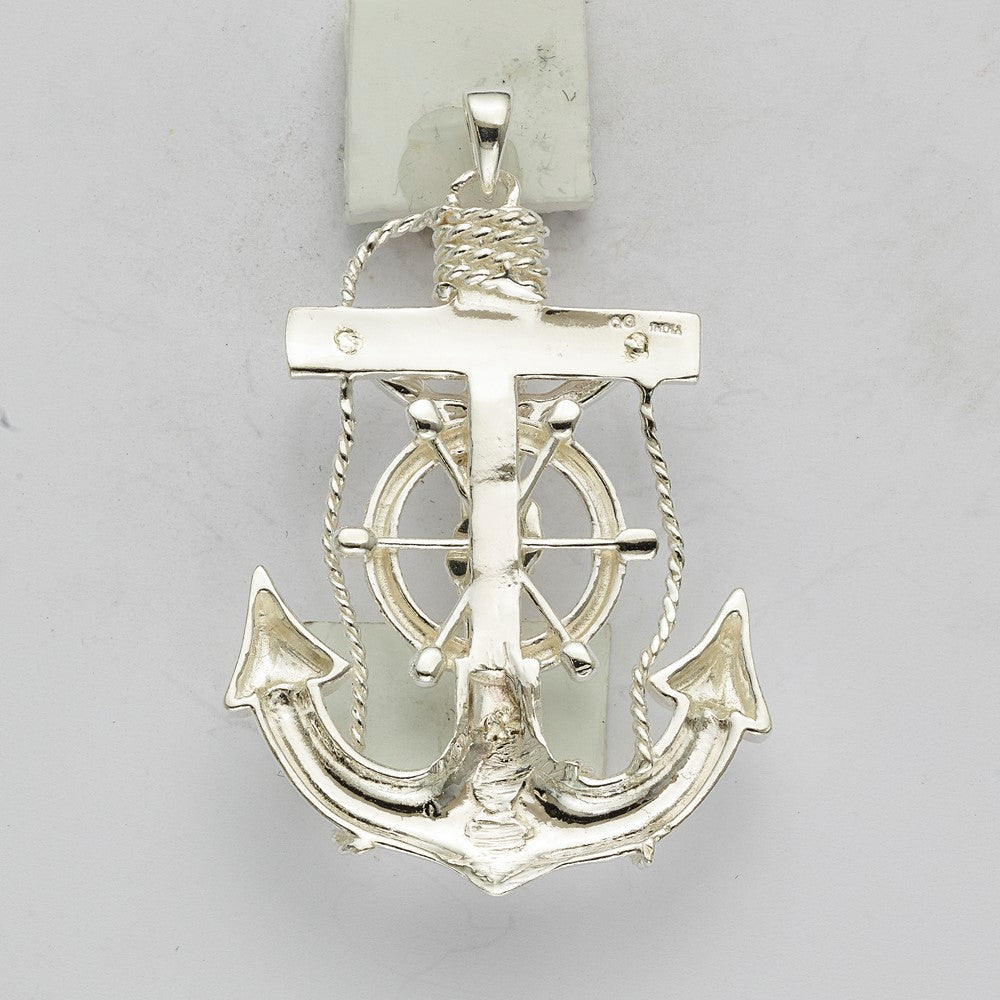 Sterling Silver Polished Mariner Crucifix Pendant