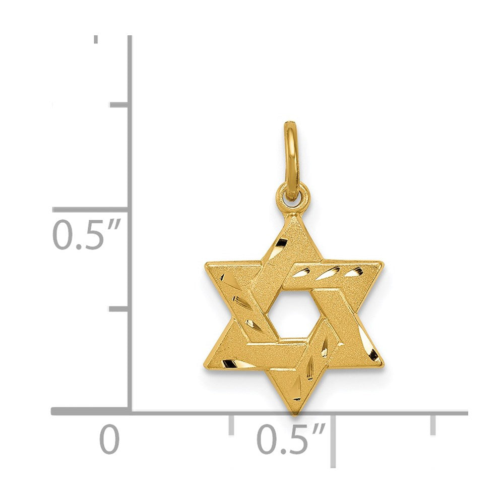 Sterling Silver Gold-tone Engraved Small Jewish Star Pendant