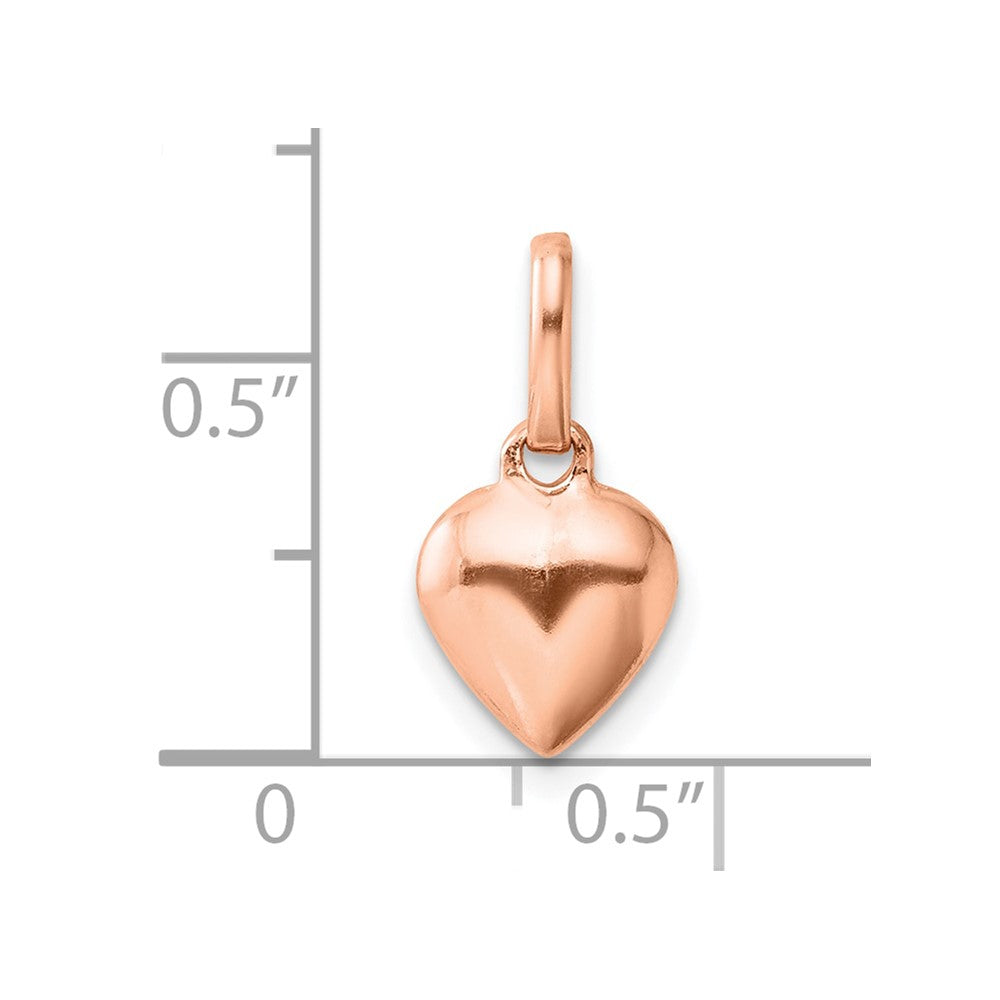 Sterling Silver Rose-tone Polished Puffed Heart Pendant