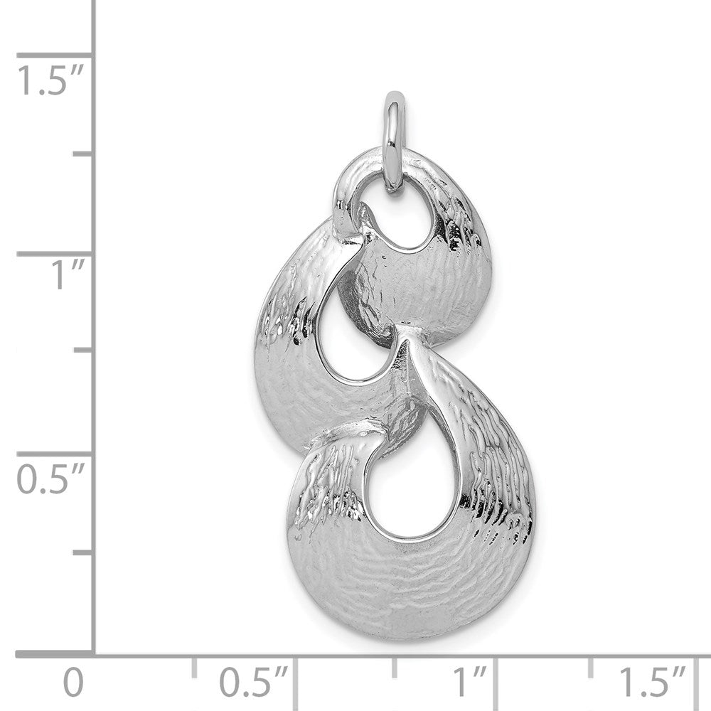 Sterling Silver Rhodium-plated Polished & Satin Drop Pendant