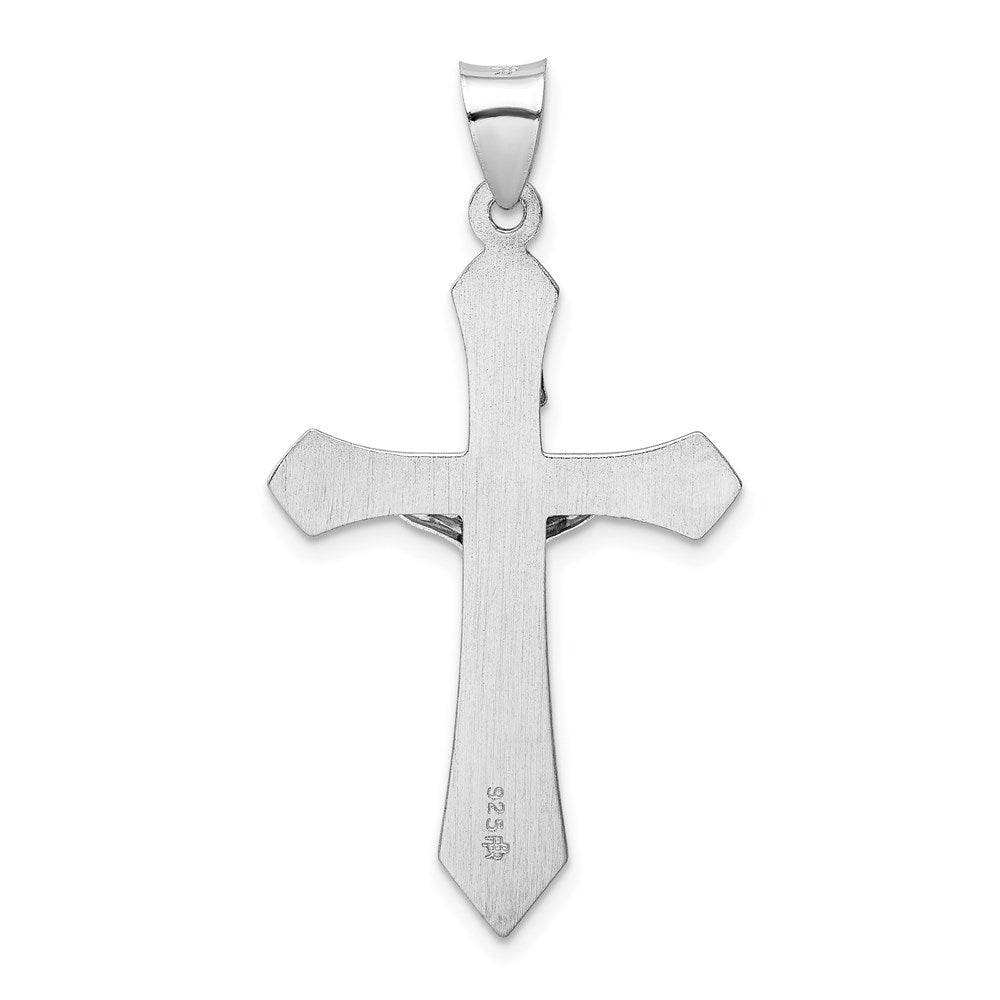 Sterling Silver Rhodium-plated Polished INRI Crucifix Pendant