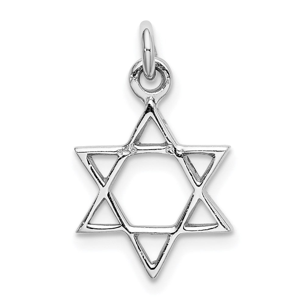 Sterling Silver Rhodium-plated Polished Star of David Pendant