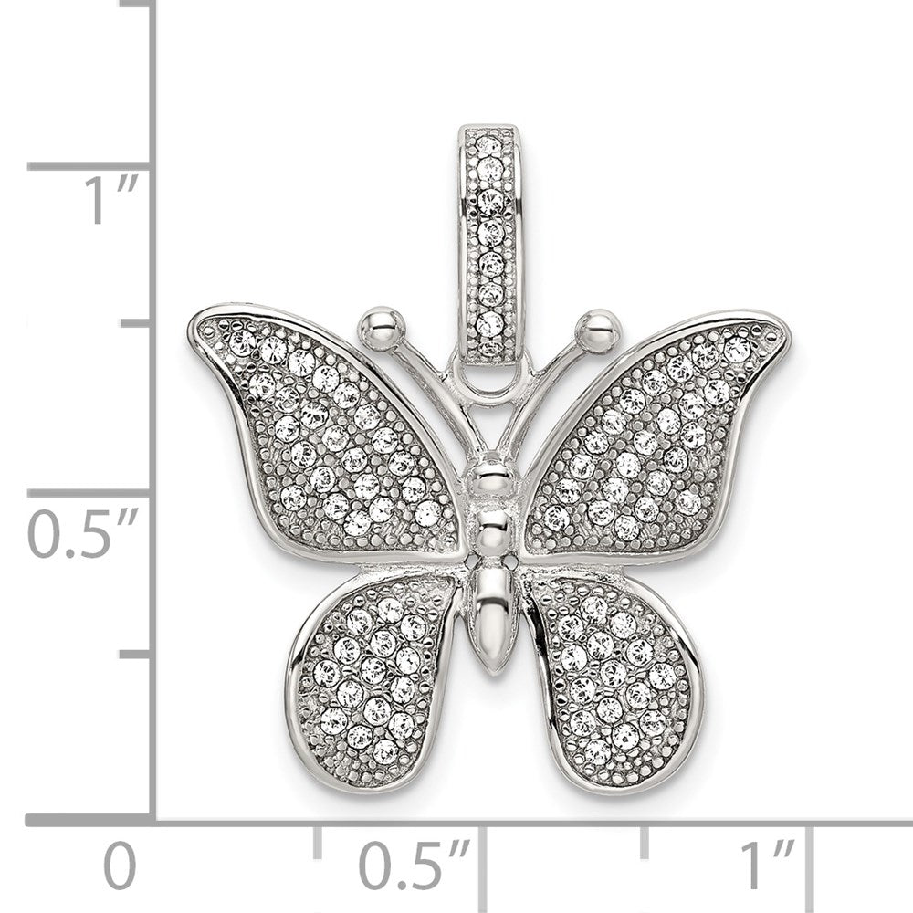 Sterling Silver Rhod-plated Polished Preciosa Crystal Butterfly Pendant