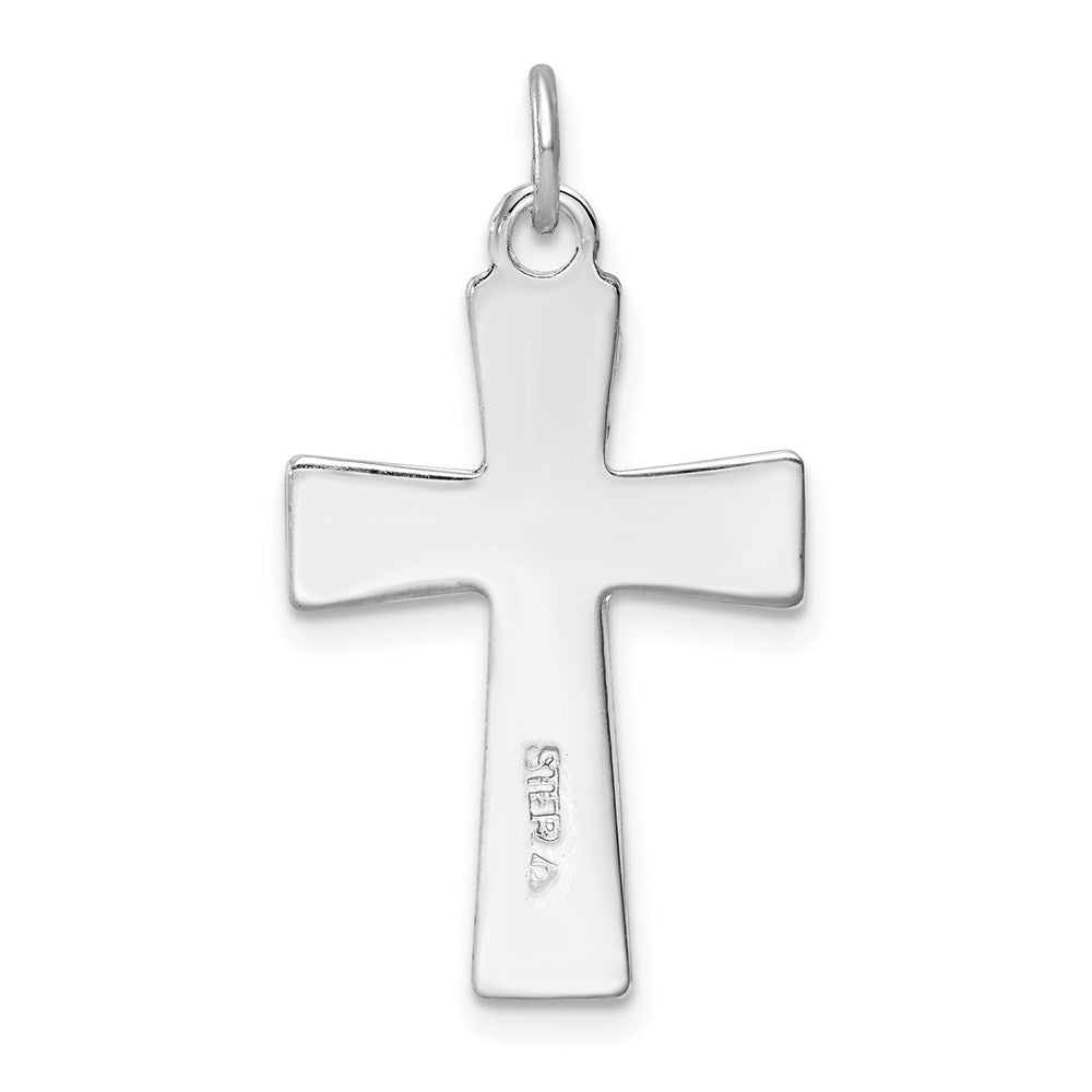 Sterling Silver Platinum-plated Enamel Crucifix Pendant