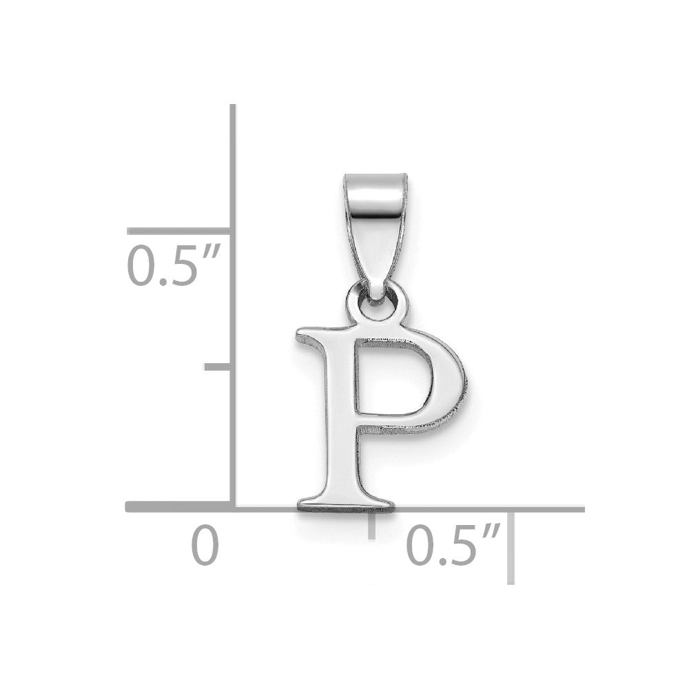 Sterling Silver Rhodium-plated Polished Block Initial -P- Pendant