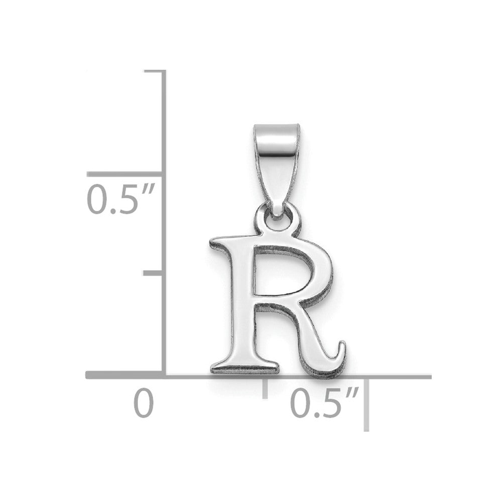 Sterling Silver Rhodium-plated Polished Block Initial -R- Pendant