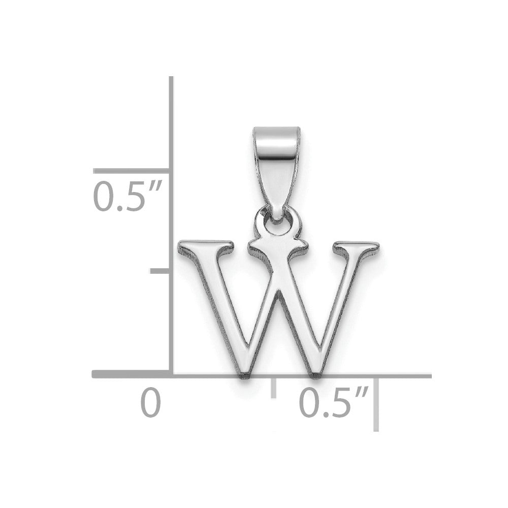 Sterling Silver Rhodium-plated Polished Block Initial -W- Pendant