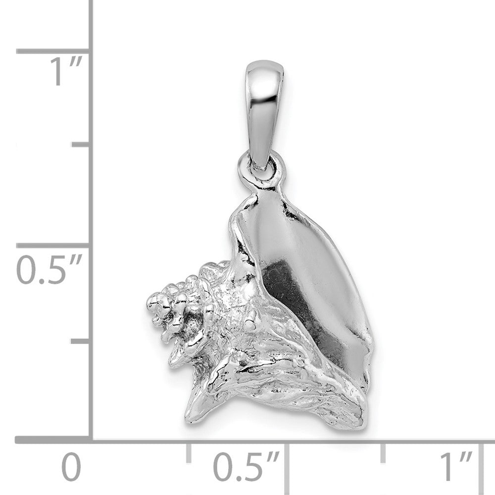 Sterling Silver Rhodium-plated Polished 3D Conch Shell Pendant