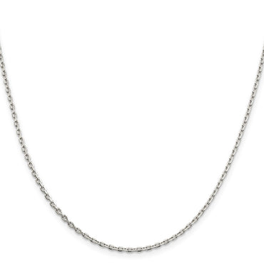 Sterling Silver 2mm Beveled Oval Cable Chain w/4in ext.