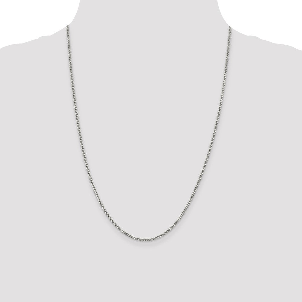 Sterling Silver Rhodium-plated 2mm Curb Chain