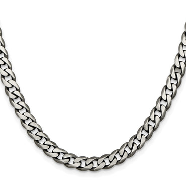 Sterling Silver Antiqued 6.5mm Curb Chain
