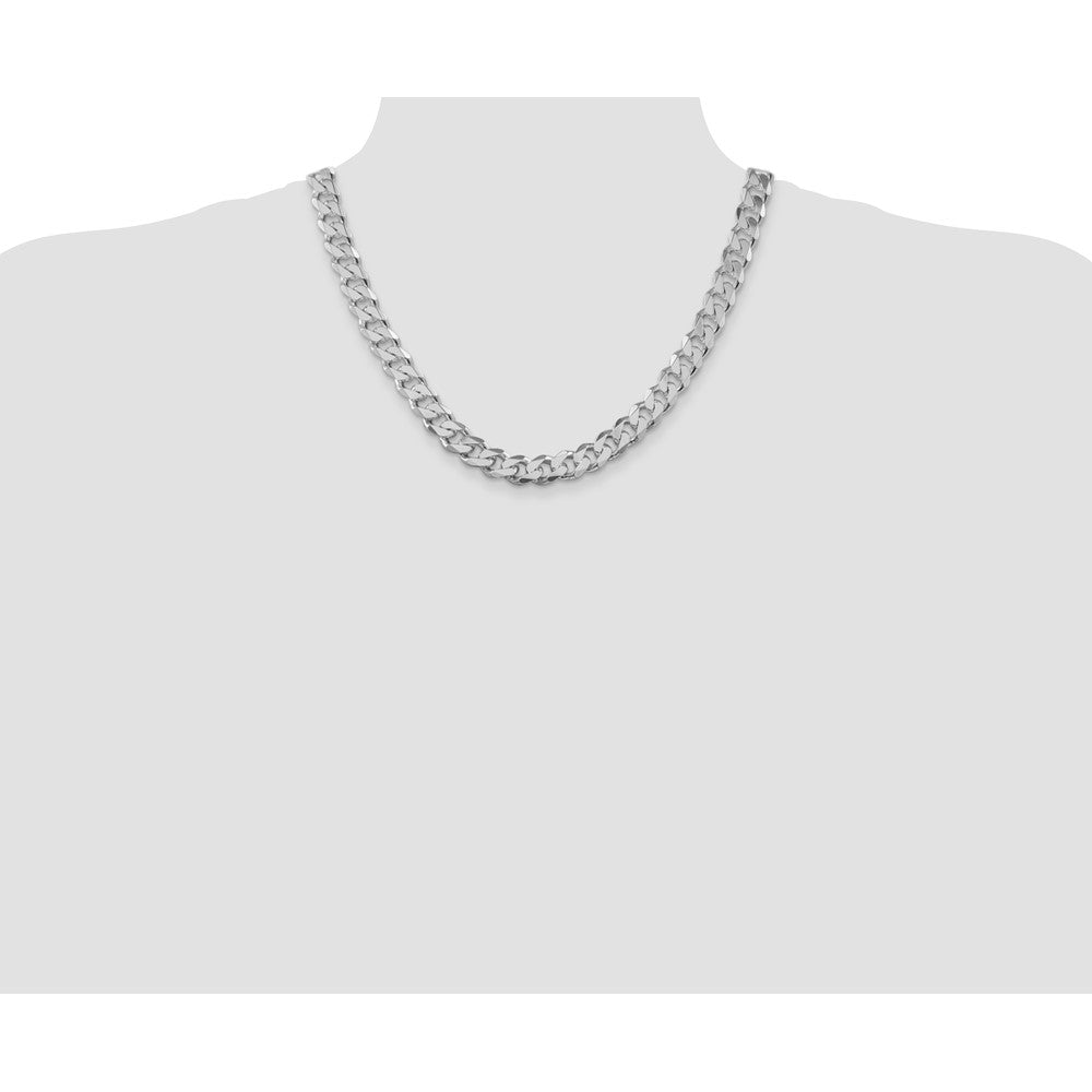 Sterling Silver Rhodium-plated 11mm Curb Chain