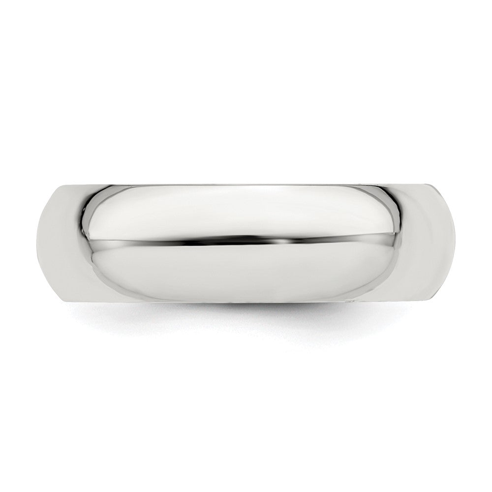 Sterling Silver Rhodium-plated 6mm Comfort Fit Size 8 Band