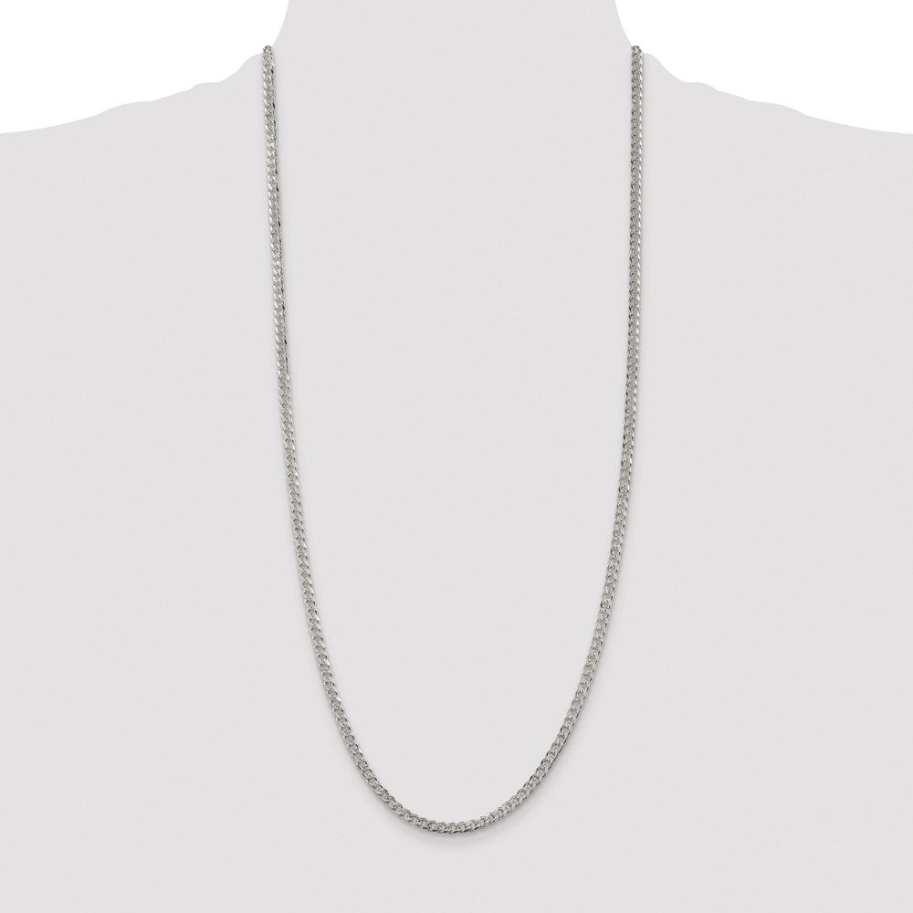 Sterling Silver Rhodium-plated 3.8mm Pavé Curb Chain
