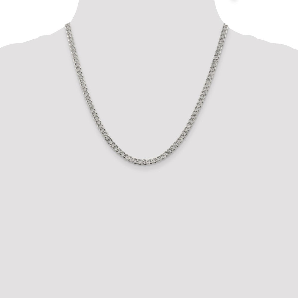 Sterling Silver 4.5mm Pavé Curb Chain