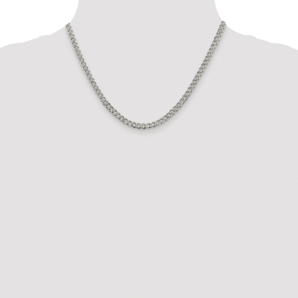 Sterling Silver Rhodium-plated 4.5mm Pavé Curb Chain