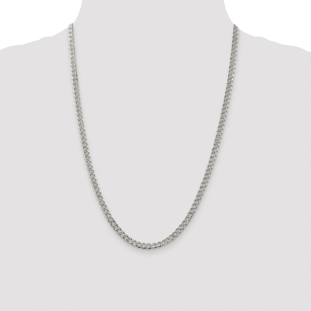 Sterling Silver Rhodium-plated 4.5mm Pavé Curb Chain