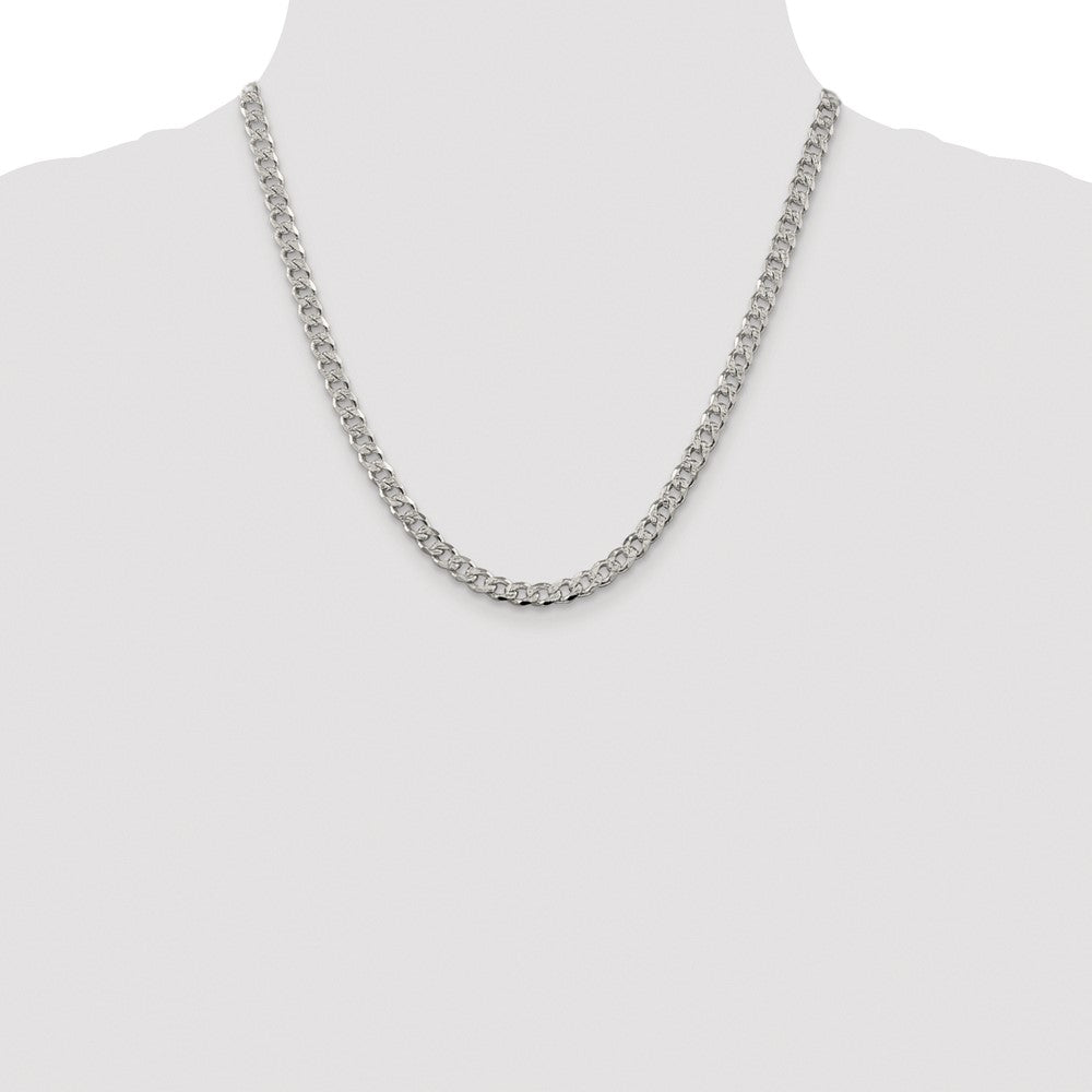 Sterling Silver Rhodium-plated 5.5mm Pavé Curb Chain