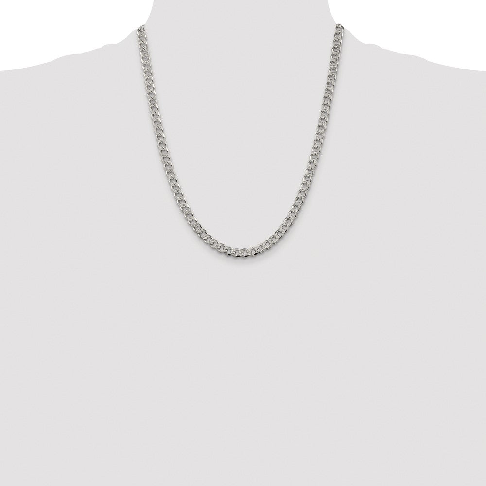 Sterling Silver Rhodium-plated 5.5mm Pavé Curb Chain