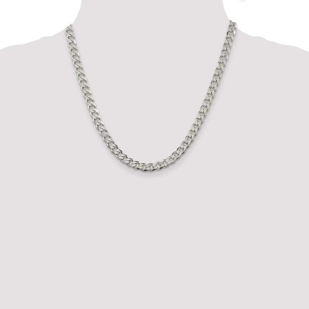 Sterling Silver 7mm Pavé Curb Chain