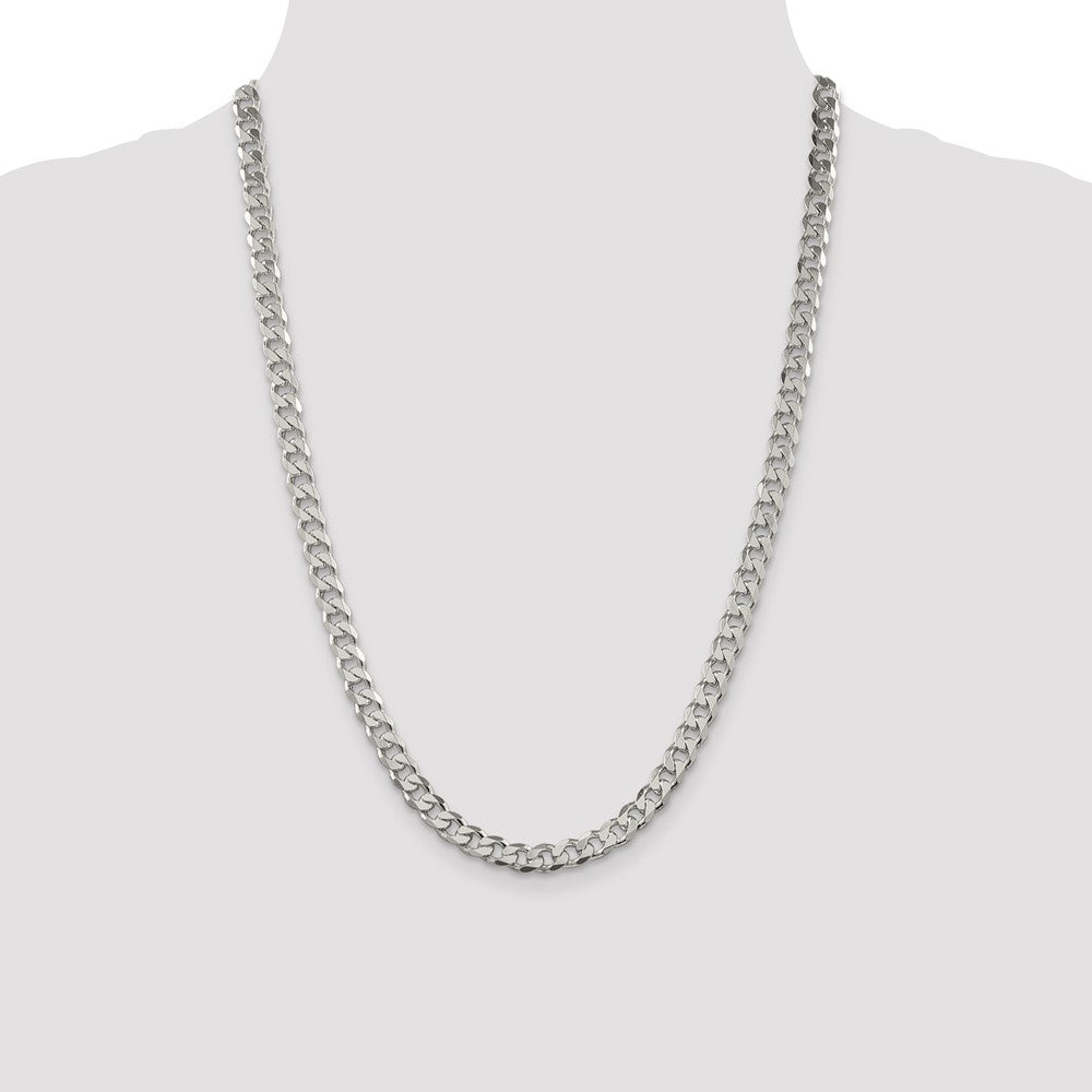 Sterling Silver 7mm Pavé Curb Chain