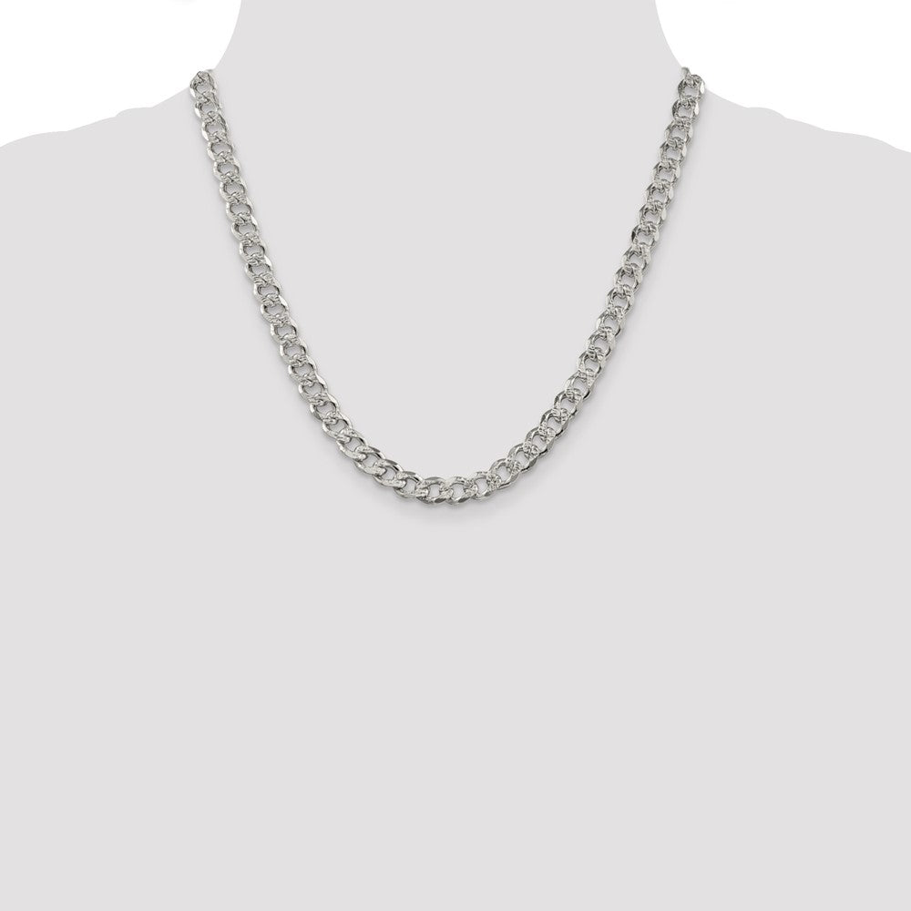 Sterling Silver 7.5mm Pavé Curb Chain