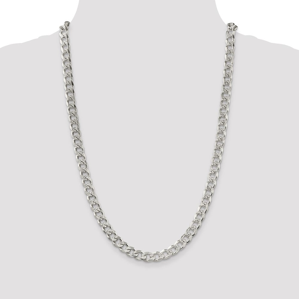 Sterling Silver 8.3mm Pavé Curb Chain