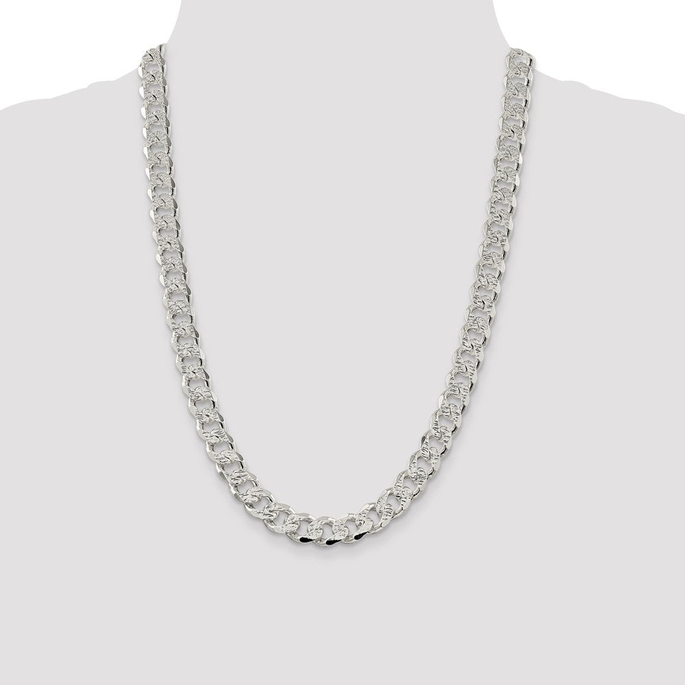 Sterling Silver 11.0mm Pavé Curb Chain