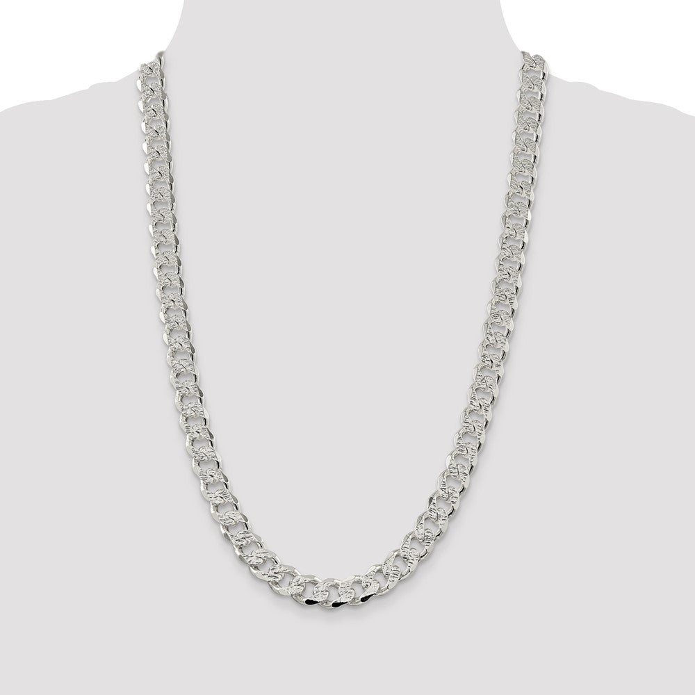 Sterling Silver 11.0mm Pavé Curb Chain